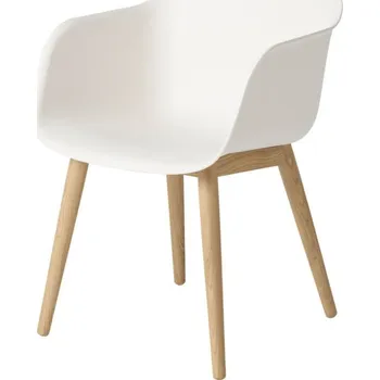Jídelní židle Muuto Židle Fiber Armchair Wood Base, natural white/oak