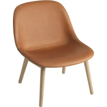 Křeslo Muuto Křeslo Fiber Lounge Chair Wood Base, cognac leather / oak