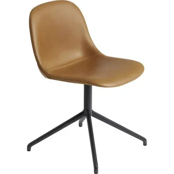 Muuto Židle Fiber Side Chair Swivel Base, cognac leather / black