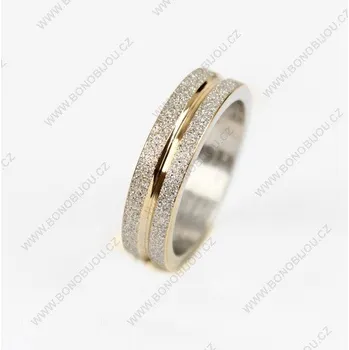 Prsten Prsten z nerez oceli s pozlaceným středem 1ks - velikost 17