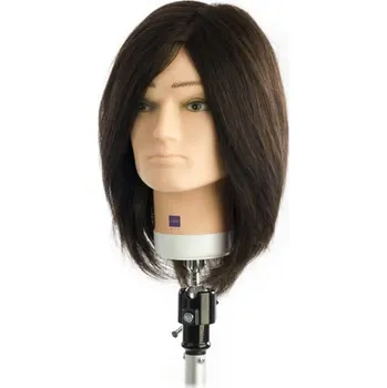 Labor Pro Cvičná pánská hlava - 100% pravých vlasů Hnědá 30cm