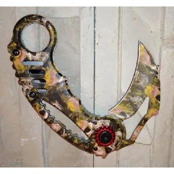 Bojový nůž Nůž karambit sklápěcí - oranžový se vzory