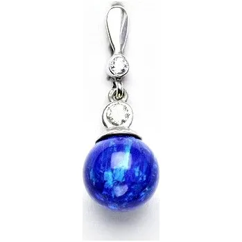 Přívěsek Zlatý přívěsek, synt. tmavě modrý opál, čiré zirkony, bílé i žluté zlato - P 43/40 (opál 10 mm)