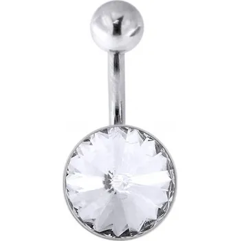 Piercing Piercingate Piercing do pupíku s kamínkem PBK00181 - Barva/Motiv: Čirá, Délka tyčky: 10 mm, Kuličky: 10 mm, Průměr tyčky: 1,6 mm