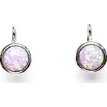 Zlaté náušnice, bílé i žluté zlato, syntetický růžový opál - NK 1503 (opál 8 mm)