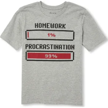 Chlapecké tričko CHILDREN´S PLACE CHLAPECKÉ TRIČKO "PROCRASTINATION" Barva: šedá, Velikost: L (49-52)