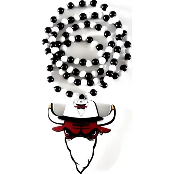 Náhrdelník Blingstar Dřevěný Přívěsek BULL WOOD + Korále - wh/bl/wh - 1586