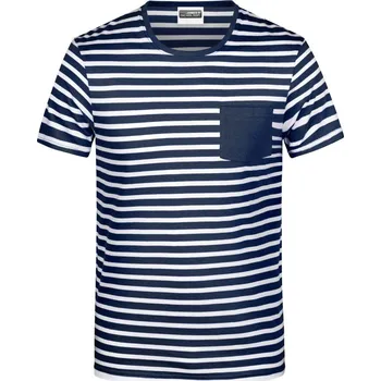 Pánské tričko Daiber Pánské pruhované tričko Striped JN8028 Barva: Modrá námořní - Bílá, Velikost: XXL