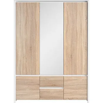 Šatní skříň BRW Šatní skříň Kaspian SZF5D2S, bílá/dub sonoma