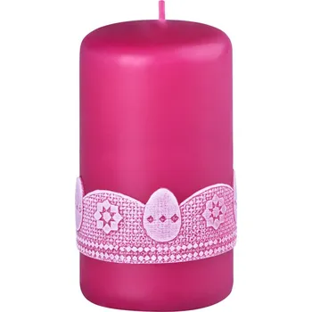 Svíčka Válec 60x100mm aplikace Vajíčko malinová svíčka 195 gram