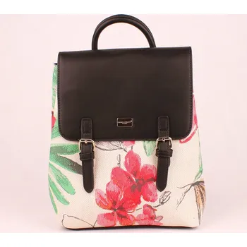 Městský batoh Středně velký květinový (červený) batoh David Jones 5906-1, obsah 5l