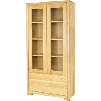 Komoda Drewmax KW352 dřevěná vitrína prosklená masiv dub