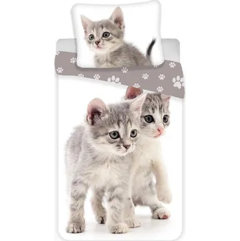 Bytový textil Jerry Fabrics Kitten Grey 140 x 200, 70 x 90 cm zipový uzávěr