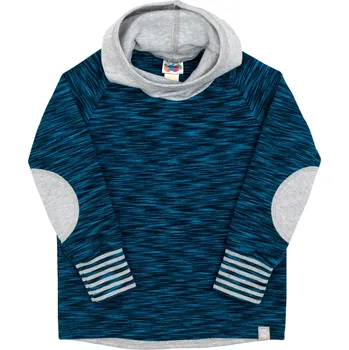 Pánská mikina modrá melírovaná mikina s kapucí