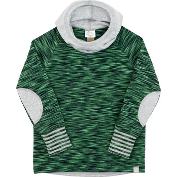 Pánská mikina zelená melírovaná mikina s kapucí