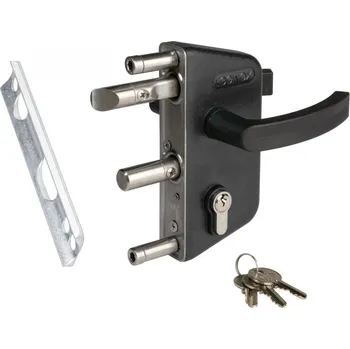 Dveřní kování LAKZ – zámek pro zahradní branky Černá RAL 9005 Kulatý 40 mm