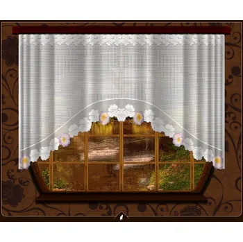 Záclona Oblouková záclona levná Fialka - s jemným barevným vzorem. (NOVINKA !!! AKCE 50 % SLEVA !!!)