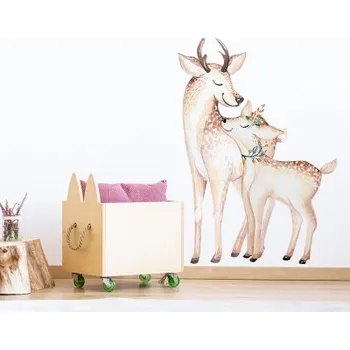 Samolepící dekorace Yokodesign Nálepka na zeď - Lesní království - Jelen s mláďátkem