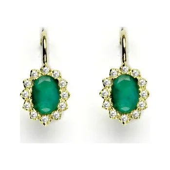 Náušnice Čištín VE 247 Žluté zlato, smaragd