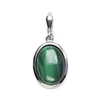 Přívěsek Stříbrný přívěsek, přírodní malachit, 16 x 12, P 1455