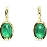 Zlaté náušnice, přírodní smaragd , žluté i bílé zlato, NK 1353 (smaragd 6x4 mm)