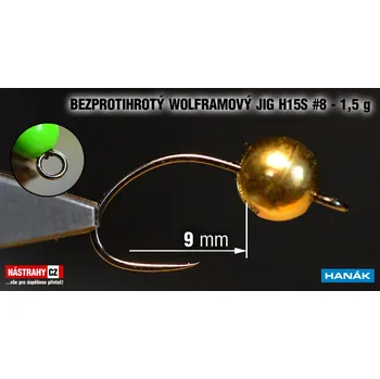 Rybářský háček Wolfram BL jig H15S #8 - 11 mm - #8, Gold, 1,5 g - 5 ks