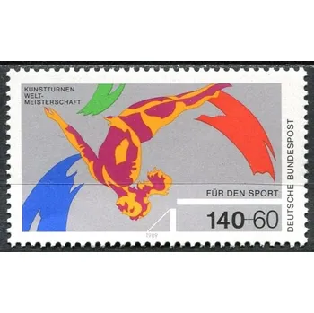 Poštovní známka (1989) MiNr. 1409 ** - Německo - Sportovní podpora: MS Sportovní gymnastika, Stuttgart