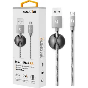 Datový kabel Datový kabel ALIGATOR PREMIUM 2A, MicroUSB, Grey