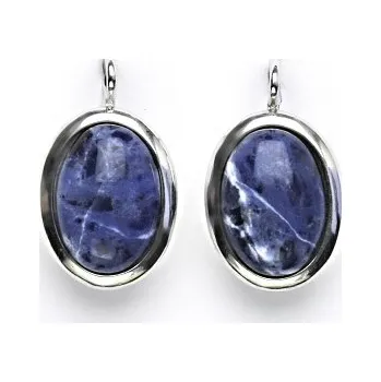 Náušnice Stříbrné náušnice, přírodní sodalit, 14 x 10 mm, NK 1454