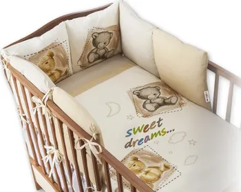 Příslušenství pro dětskou postel a kolébku Baby Nellys Sweet Dreams by Teddy povlečení s polštářkovým mantinelem 120 x 90 cm pískové