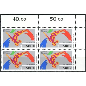 Poštovní známka (1989) MiNr. 1409 ** - Německo - 4-bl - poč. - Sportovní podpora: MS Sportovní gymnastika, Stuttgart