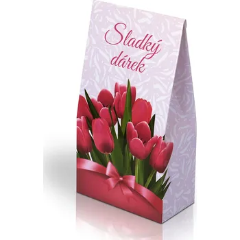 Cukrovinka Selllot, s.r.o., K Hájům 34, 155 00 Praha 5 - Vyrobeno v Itálii Italské pralinky - Sladký dárek s tulipány 100g (stříška)