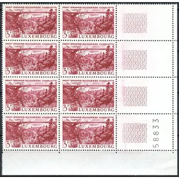Poštovní známka (1966) MiNr. 737 ** - Lucembursko - 8-bl - 4 x KP - číslo archu - krajiny
