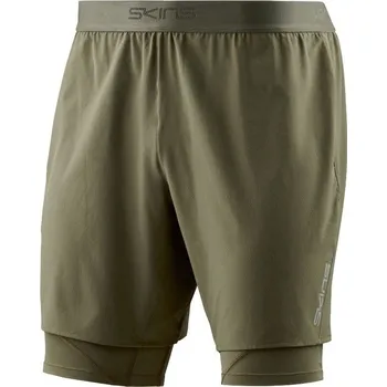 Pánské kalhoty SKINS DNAmic Mens Superpose Half Tights, Utility (pánské kompresní dvojité kraťasy SKINS) M