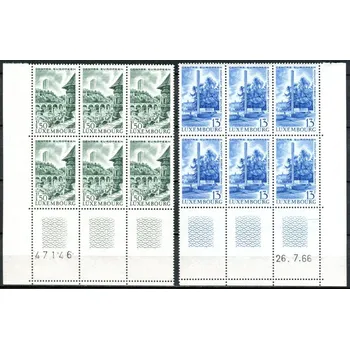 Poštovní známka (1966) MiNr. 738 - 739 ** - Lucembursko - 6-bl - 3 x KD - d.t. + č.a. - Evropské centrum Lucembursko