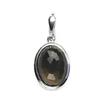 Přívěsek Stříbrný přívěsek, přírodní záhněda šachovnice, 16 x 12, P 1455