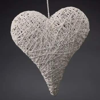 Srdce papír.provázek 25x26cm bílá (710.1543.000)