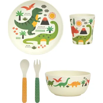 dětská jídelní sada Petitcollage Bambusová jídelní sada dinosauři