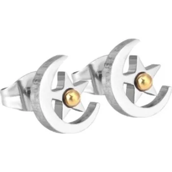 Náušnice Šperky4U Ocelové náušnice měsíc a hvězda - OPN1064-02