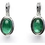 Stříbrné náušnice, přírodní smaragd A+, 6x4, NK 1353