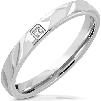 Prsten NUBIS® Prsten ocel zirkon, šíře 5 mm - velikost 60 - NSS3005-ZR-60