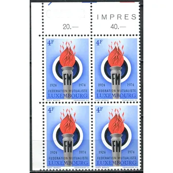 Poštovní známka (1974) MiNr. 877 - ** - Lucembursko - 4-bl - 50 let Lucemburské pojišťovací družstvo
