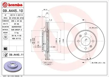 Brzdový kotouč Brembo Coated Disc Line 09.A445.11