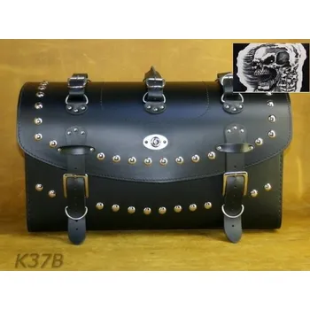 Zavazadlo na motocykl Kožený moto kufr K37 se zámkem, 60x28x33cm - bez nýtů / bez boční kapsičky