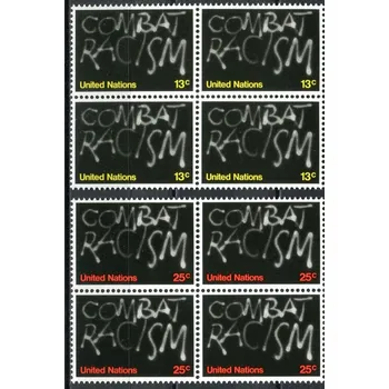 Poštovní známka (1977) MiNr. 311 - 312 ** - OSN New York - 4-bl - Desetiletí proti rasismu a rasové diskriminaci (1973-1982)