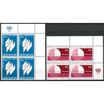 Poštovní známka (1977) MiNr. 309 - 310 ** - OSN New York - 4-bl - rohová - Letecké známky