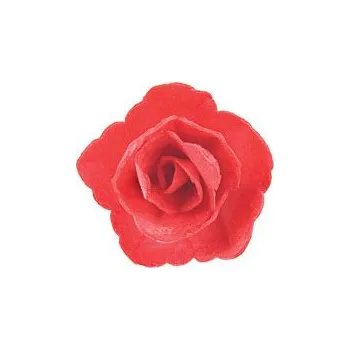 Jedlá dekorace na dort Dekorace oplatková - Růže malá 30 mm, červená, 3 ks