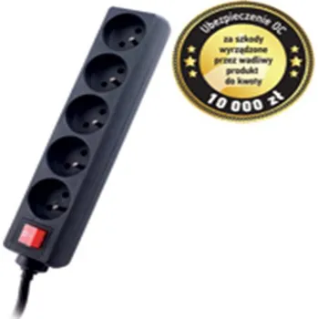 Prodlužovací kabel GEMBIRD Surge protector TRACER Power Patrol 5 m Black (5 outlets)
