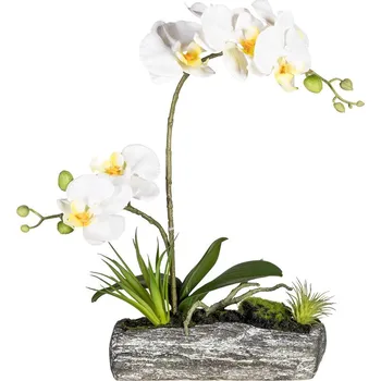 umělá květina Gasper Umělá květina Phalaenopsis 40 cm (vč.misky) bílá