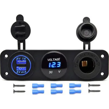 Voltmetr 2x USB CL auto-zásuvka do panelu